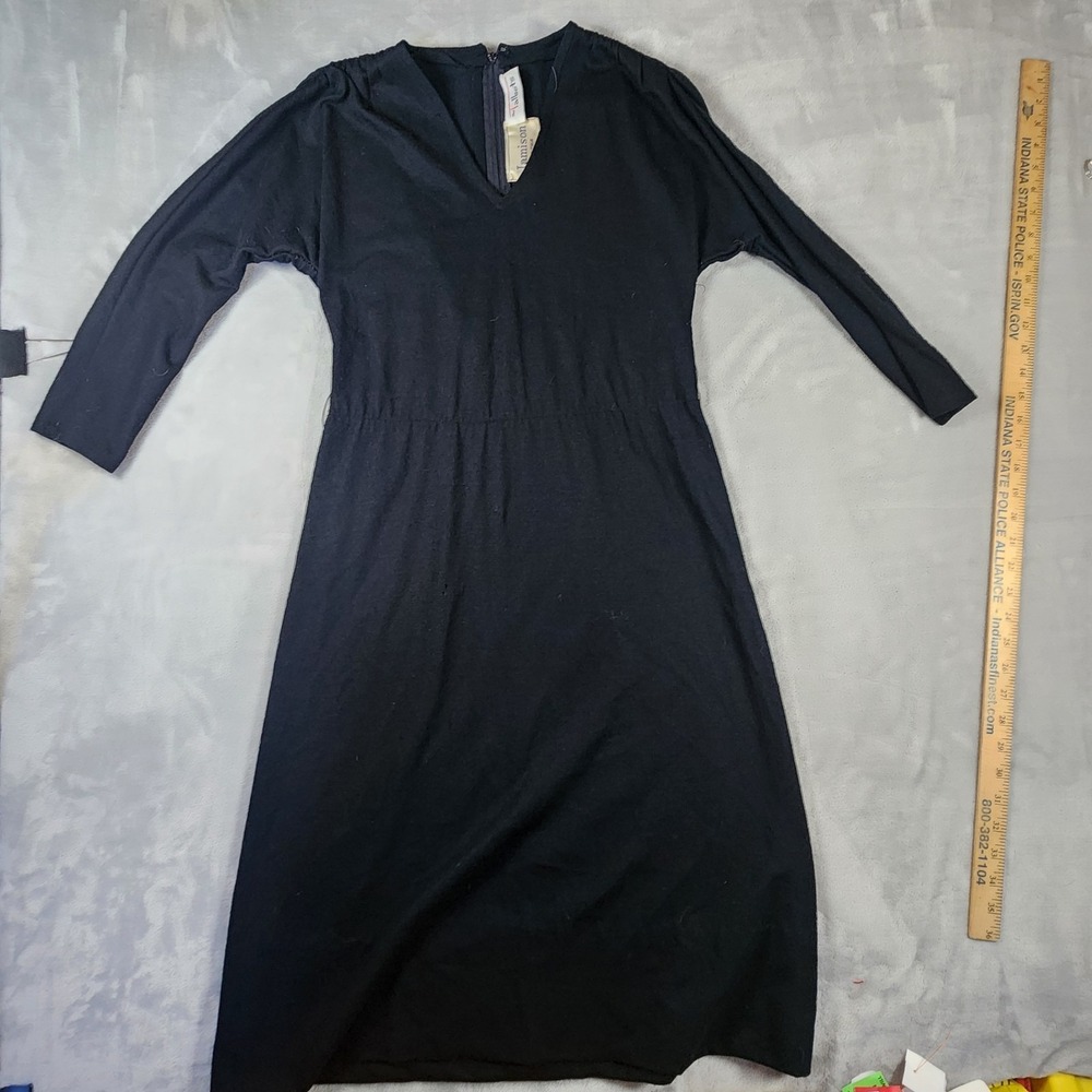 Talbots Made In USA 100% Wool Black Sheath Long Sleeve Dress Women's Size‎ 6
